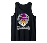 Witch Fox Terrier Trick Or Treat Funny Dog Halloween Costume Camiseta sin Mangas