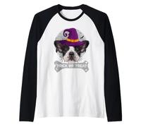 Witch French Bulldog Trick Or Treat Funny Dog Halloween Camiseta Manga Raglan