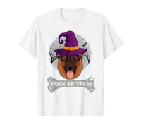 Witch German Shepherd Dog Halloween Funny Trick Or Treat Camiseta gráfica económica, Hombre, Blanco, XL