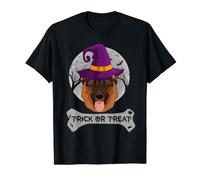 Witch German Shepherd Dog Halloween Funny Trick Or Treat Camiseta gráfica económica, Hombre, Negro, L