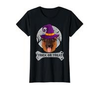 Witch German Shepherd Dog Halloween Funny Trick Or Treat Camiseta gráfica económica, Mujer, Negro, XL