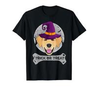Witch Golden Retriever Trick Or Treat Funny Dog Halloween Camiseta gráfica económica, Hombre, Negro, L