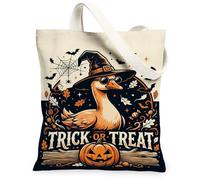 Witch Goose Trick or Treats - Bolsa de lona para Halloween, 33 x 38 cm, Naranja, 13x15 Inch