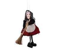 Witch Halloween Tree Ornament - Resin Doll Pendant, Spooky Wall Decor Figurita | Apron With Broom Collectible Miniature Lifelike Features, Haunted Hanging Decor For Home Holiday Display