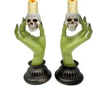 Witch Hand Skull Tealight Holder, Spooky Halloween Candle Stand, Eerie Gothic Decoration, 25cm, for Haunted House Party Nightstand Patio Coffee Table Seamlessly Blending Themed Parties Arrangements