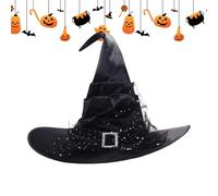 Witch Hat - 17.72x17.72 pulgadas, tapa de cono puntiaguda, ropa de cabeza clásica de Halloween, accesorio de vestuario | Estilo de asistente de terciopelo con borde ancho para cosplay, fiestas