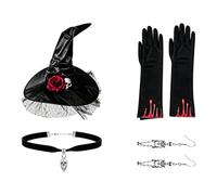 Witch Hat Accessories - Gloves Choker Necklace Earrings Dress-Up Props |