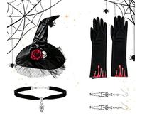 Witch Hat And Gloves Set | Costume Dress Up Accessories For Halloween Party