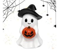 Witch Hat Ghost Statue - Cute Halloween Resin Figurine, Adorable Ghost Tabletop Decoration with Witch Hat, Halloween Resin Ornament for Home, Office, Living Room, Desktop, Holiday & Party Displays