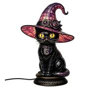 Witch Hat Lamp USB-Powered LED Halloween Cat Spooky Decoration 18x30cm