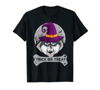 Witch Husky Trick Or Treat Funny Dog Halloween Costume Camiseta gráfica económica