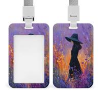 Witch in The Wildflowers Field Fantasy ID Badge Holder retráctil Clip Card Holder Card Protector Name Badge Name Tag for Work Office Doctor Nurse