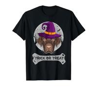Witch Labrador Retriever Trick Or Treat Funny Dog Halloween Camiseta gráfica económica, Hombre, Negro, L