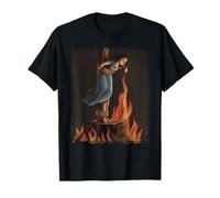 Witch Lighting Cigarette With Flames Occult Unholy Feminist Camiseta