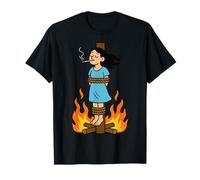 Witch Lighting Cigarette with Flames Occult Unholy Funny Camiseta