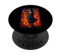 Witch Lighting Cigarette with Flames Occult Unholy Funny PopSockets PopGrip Adhesivo
