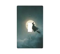 Witch On Her Broomstick - Cubierta decorativa para interruptor de luz de luna llena, 1 interruptor, placa de pared para cocina, granja, dormitorio, baño, decoración artística
