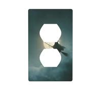 Witch On Her Broomstick Full Moon - Cubierta decorativa para interruptor de luz, 1 banda, placa de pared para cocina, baño, tamaño 7 x 11,4 cm