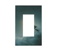 Witch On Her Broomstick Full Moon Light Switch Wall Plate Cover Single Rocker 1 Gang Decorator Outlet Receptacle Covers for Home Kitchen Room Bathroom Decor