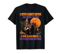 Witch On Wine Necesita un Perro Pastor Australiano Halloween Camiseta gráfica económica