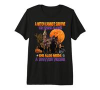 Witch On Wine She Needs A Scottish Terrier Dog Halloween Camiseta Premium