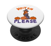 Witch Please Funny Halloween Melanina Negro Mujeres Piel Marrón PopSockets PopGrip Adhesivo