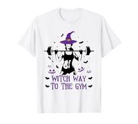Witch Way To The Gym Funny Halloween Fitness Woman Workout Camiseta