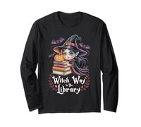 Witch Way to The Library Halloween Bibliotecario Bookworm Manga Larga