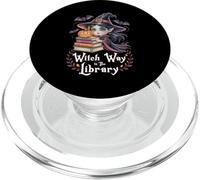 Witch Way to The Library Halloween Bibliotecario Bookworm PopSockets PopGrip para MagSafe