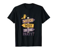 Witch Way to The Party Funny Halloween Sign Flechas Camiseta