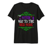 Witch Way To The Red Wine - Bebe Vino para Halloween Divertido Camiseta Premium