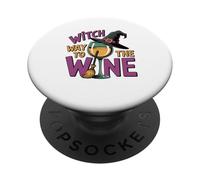 Witch Way To The Wine Divertido Juego de Palabras de Halloween PopSockets PopGrip Adhesivo