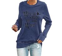Witch Way to The Wine Shirt Halloween Sweatshirt Halloween Wine Shirt Weintrinker Geschenk Halloween Shirts Bluse Schwarz Damen, azul oscuro, S