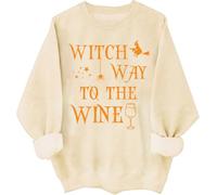 Witch Way To The Wine - Sudadera divertida para amantes del vino de Halloween, sudadera con capucha para beber brujas, Khika, S