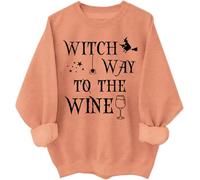 Witch Way To The Wine - Sudadera divertida para amantes del vino de Halloween, sudadera con capucha para beber brujas, Hami naranja, S