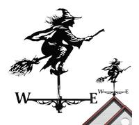 Witch Weather Vane for Garden Shed Witch Wind Vane 14.57x23.62 Inch Metal Black Hollow Wind Direction Indicator Roof Mount for Farm Yard Garden Gazebo Decor