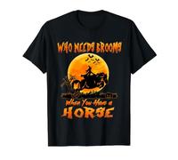 Witch Who Needs Brooms When You Have A Horse Halloween Camiseta gráfica económica, Hombre, Negro, XL