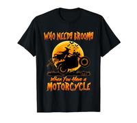 Witch Who Needs Brooms When You Have A Motorcycle Halloween Camiseta gráfica económica, Hombre, Negro, L