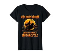 Witch Who Needs Brooms When You Have A Motorcycle Halloween Camiseta gráfica económica, Mujer, Negro, M