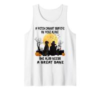 Witch Wine and Great Dane Dog Mom Funny Halloween Costume Camiseta sin Mangas