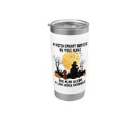 Witch Wine And Long Haired Dachshund Dog Halloween Costume Vaso térmico de acero inoxidable de doble pared