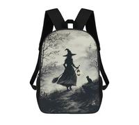 Witch with Lantern And Cat Mochila Escolar Ligera E Informal Para Adolescentes, Niños, Mujeres Y Hombres 17inch