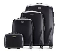 WITCHEN PC Ultra Light Equipaje Duro Maleta de Viaje Maleta con Ruedas Set 4 Maletas de Policarbonato Cuatro Ruedas giratorias Cierre TSA Mango telescópico de Aluminio Talla (S+M+L+Neceser) Negro