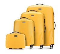 WITCHEN PC Ultra Light Equipaje Duro Maleta de Viaje Maleta con Ruedas Set 4 Maletas de Policarbonato Cuatro Ruedas giratorias Cierre TSA Mango telescópico de Aluminio Talla (S+M+L+Neceser) Amarillo