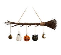 Witches Broom Halloween Decoration - Lighted Wall Mount Broom