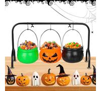 Witches Cauldron Serving Bowls,Spooky Witches Cauldron Dish | 3 piezas Halloween Bowl With Rack | Dishware & Serving Piecesfor Candy Cookie Postre Buffet Party Wedding Entryway Outdoor Picnic Display