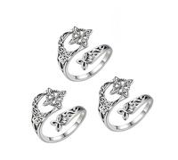 Witches Knot Ring Adjustable Celtic Protection Knot Open Band Ring, Vintage Eternity Style Thumb Jewelry, Witchy Celtic Jewelry Gift for Women Daily Wear, 2PCS, Acero inoxidable, Ágata