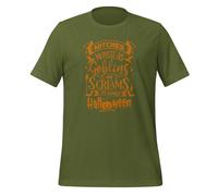Witches Monsters Goblins & Screams It's Almost Halloween - Camiseta unisex para adulto, verde oliva, XL