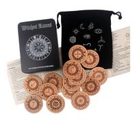 Witches Runes Set 13 Pieces Storage Bag Spiritual Emotional Fortune-Telling | Woodcut Glyph Stones Card Set Learning Reading Dream Love Birthday Classmate Family Gathering Adventure Meditation