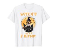 Witch's Best Friend Halloween Beagle Dog Witch In Pocket Camiseta gráfica económica, Hombre, Blanco, L